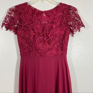 A line Scoop Floor-Length Chiffon Lace Dress